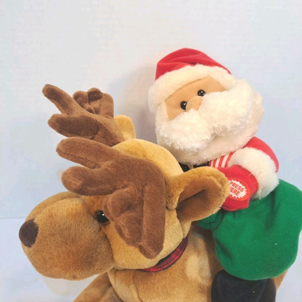 Avon Santa Claus Reindeer Musical Plush Stuffed Animal Tested Working!